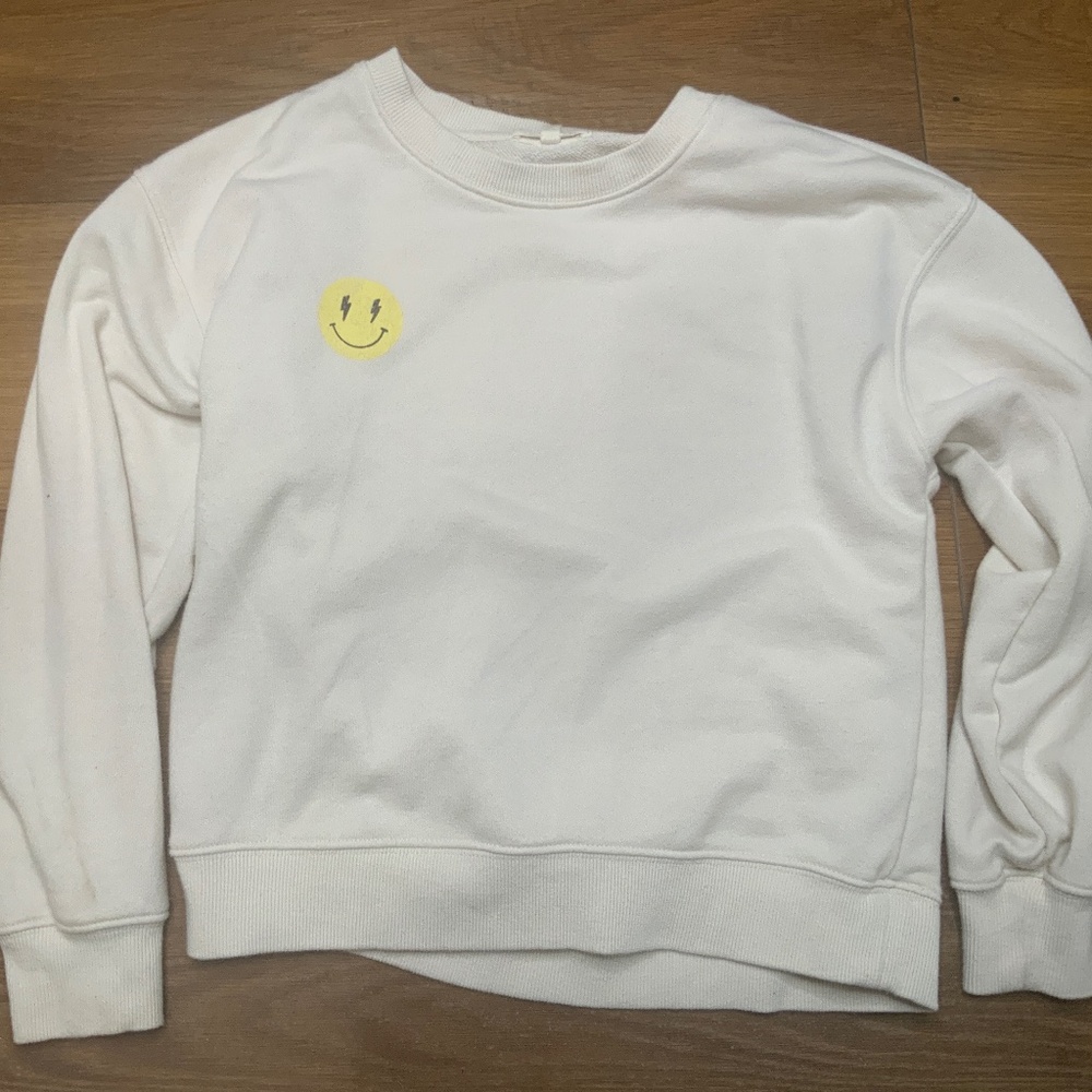 Z Supply Crewneck Sweatshirt with Smiley Face and Lightning Bolt
